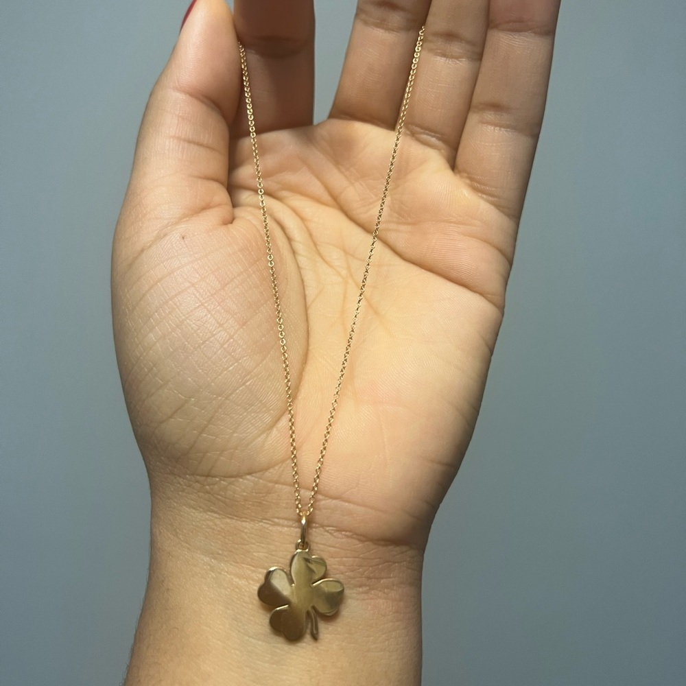 Tiffany & Co Four Leaf Clover Charm 18" Necklace 18k Rose Gold